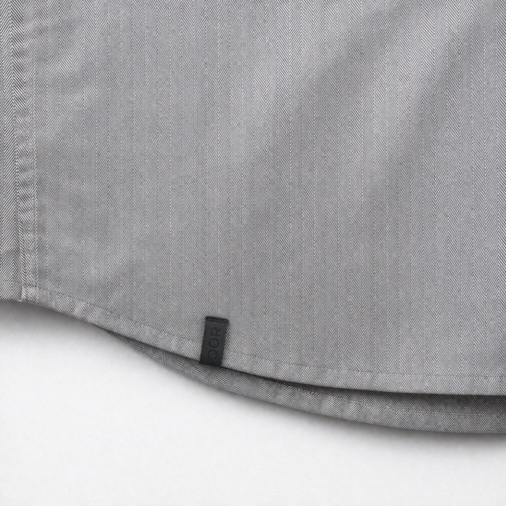 QOR Mens M Merino Wool Organic Cotton Snap Button Oxford Gray Stripped Zipper - Picture 6 of 10